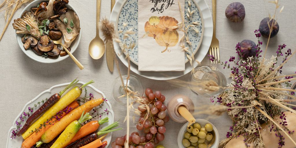 a table with plates and food